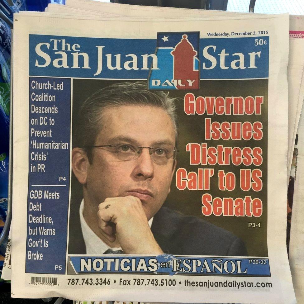 Newspaper from early December that reads: "Governor issues 'Distress Call' to US Senate"