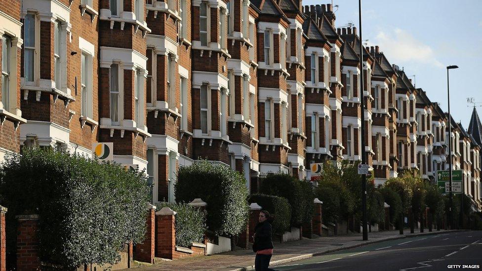 Rows of homes in London