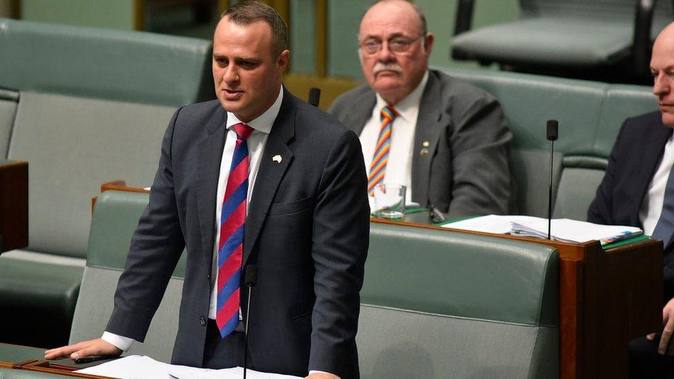 Tim Wilson speaks against amendments to the marriage equality bill in the House of Representatives at Parliament House on December 7, 2017 in Canberra, Australia.