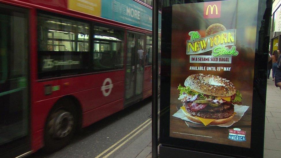 Advert on bus stop