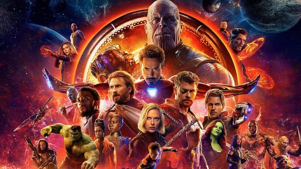 Publicity image for Marvel's Avengers: Infinity War featuring main characters from the Marvel franchise.