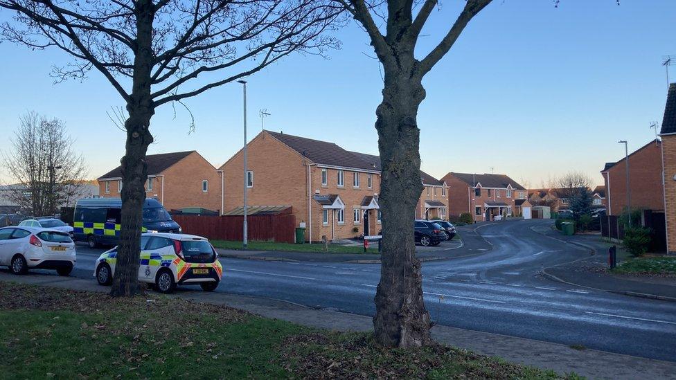 Police on Newark Road, Ollerton