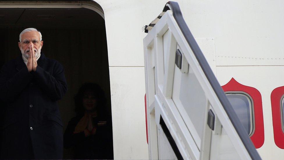 Narendra Modi at Heathrow Airport