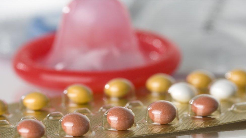 Contraceptive pills and a condom