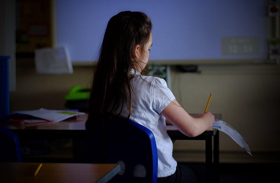 A primary age school girl in Essex