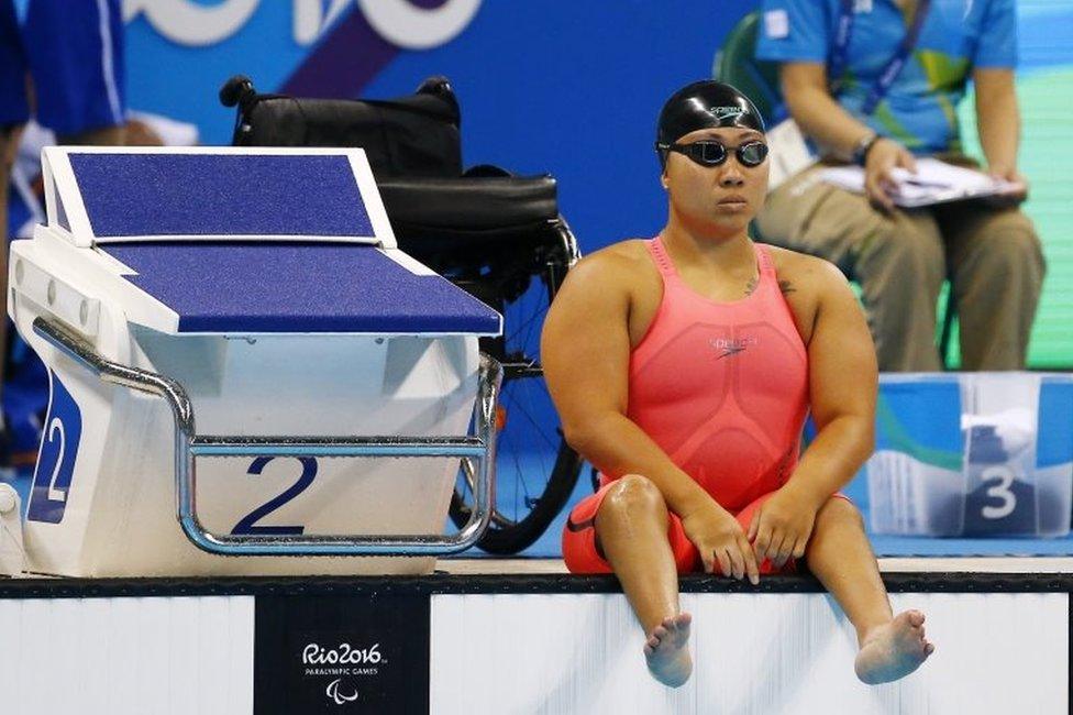 Singapore's Theresa Goh before her 200m freestyle heats (8 Sept 2016)