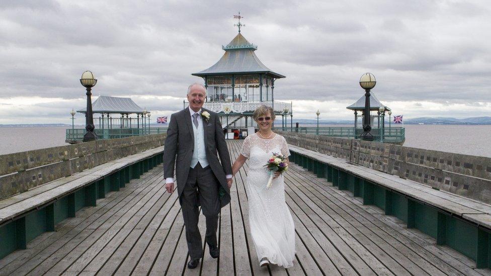 Stephanie Burns and her husband Terry at Clevedon Pier