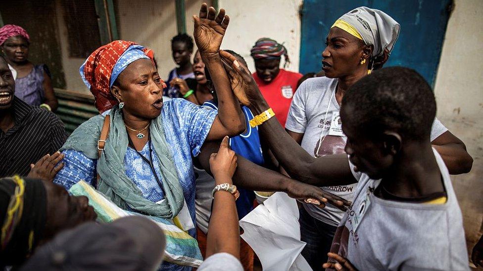 Women supporting rival candidates in Gambia's presidential election