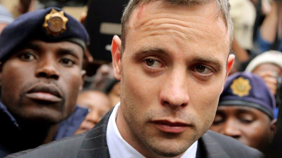 Oscar Pistorius leaves court in 2016