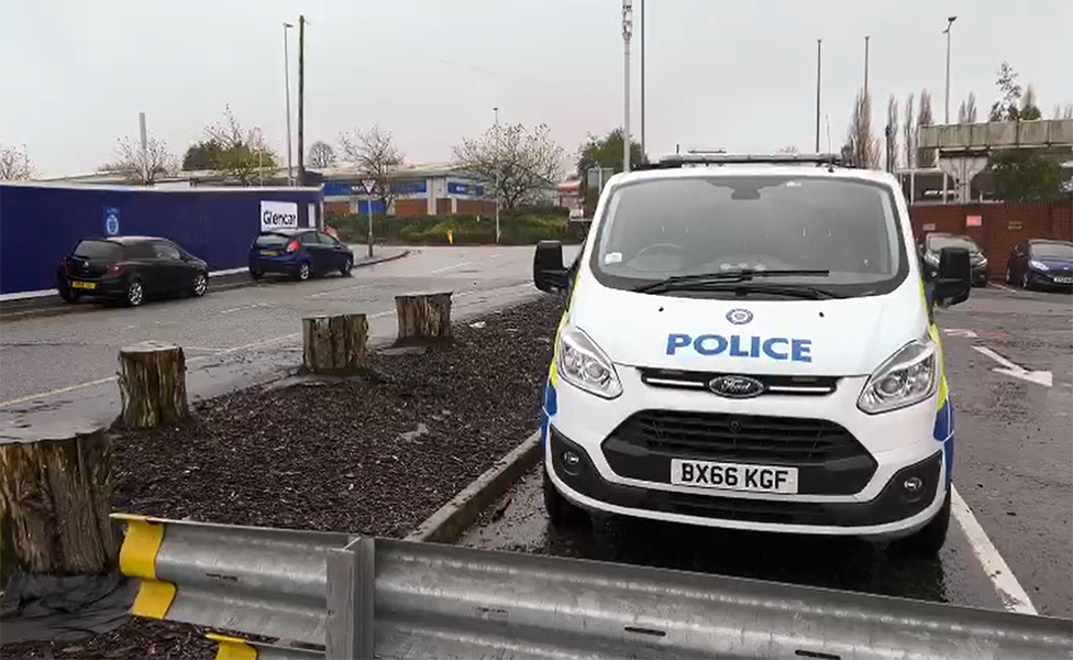 Police van at RTC site