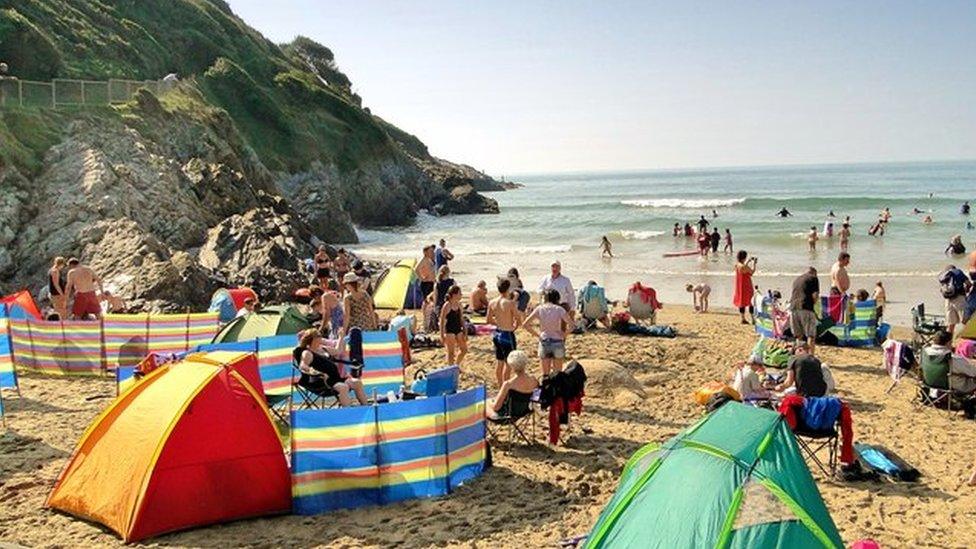 Families on Caswell Bay