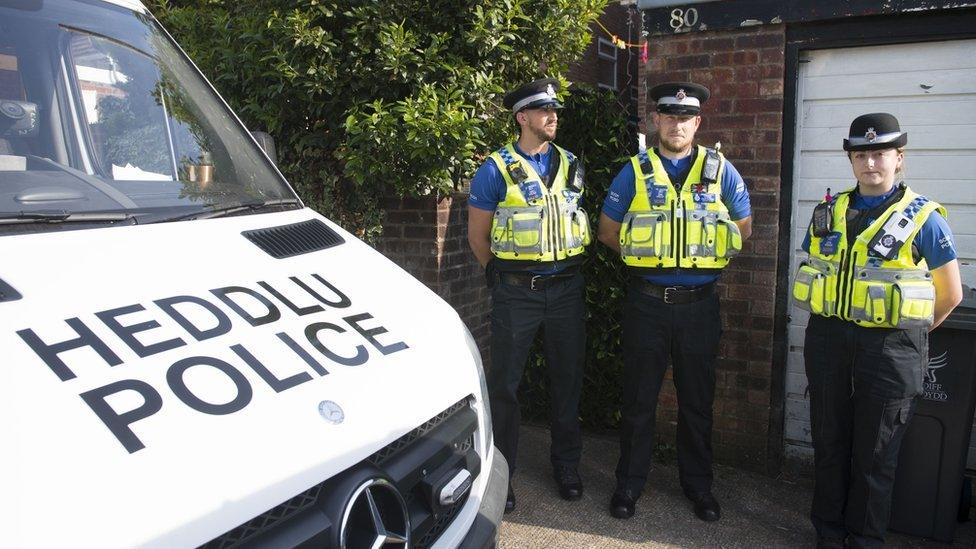 Officers are carrying out searches at a property in the Cardiff area