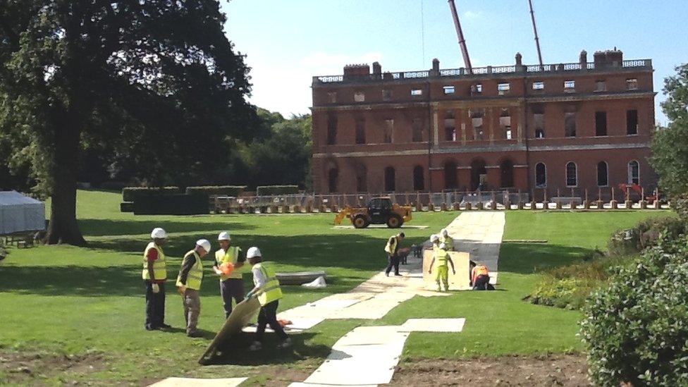 Workmen at Clandon Park