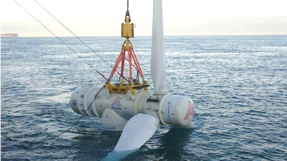 MeyGen turbine being lowered into the water