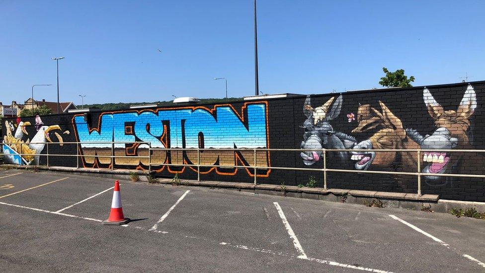 Weston mural featuring donkeys