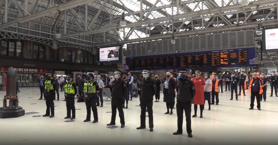 One minute silence in Glasgow Central