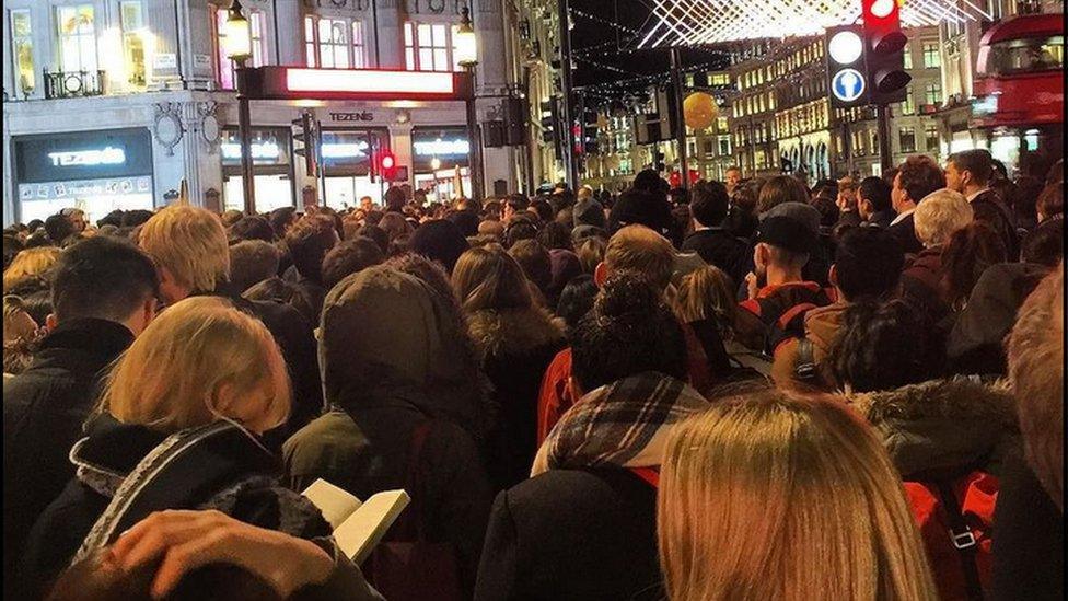 Crows at Oxford Circus station