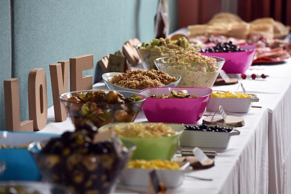 The salad bar at Kayley and Joe's wedding.