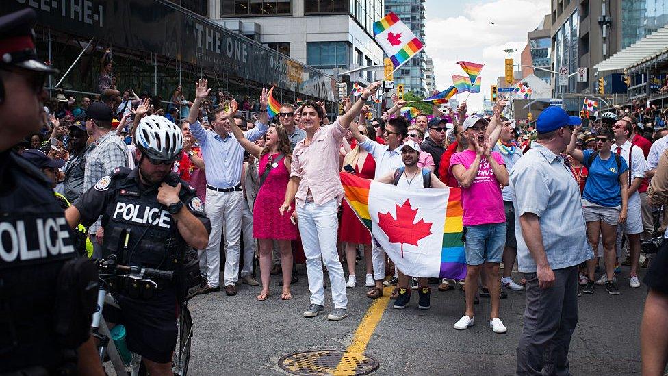 Justin Trudeau at Toronto Pride parade.