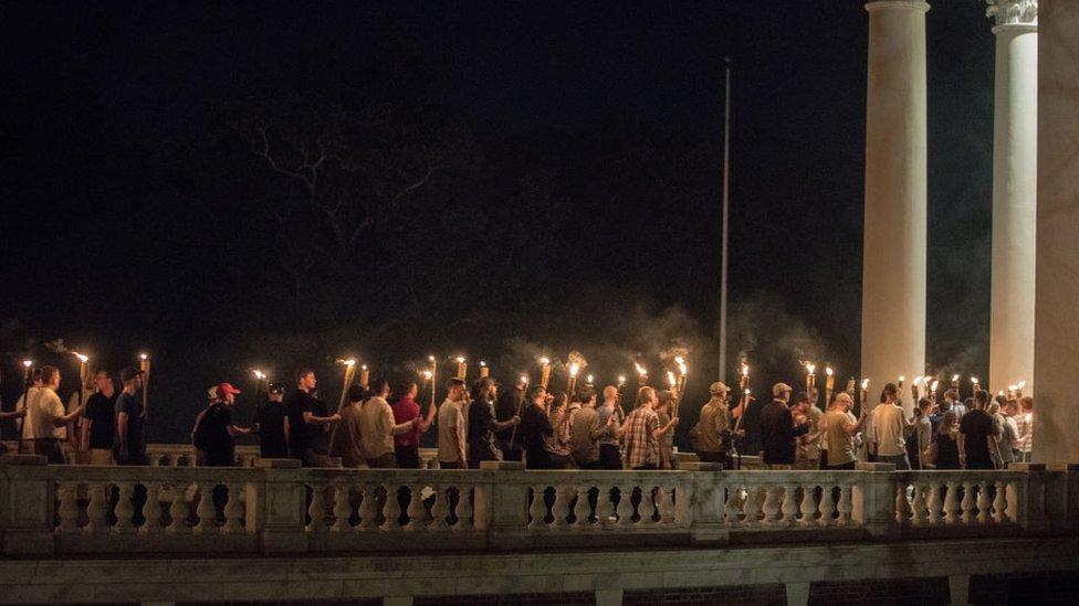 Torch march of white nationalists in Charlottesville on 11 August, 2017