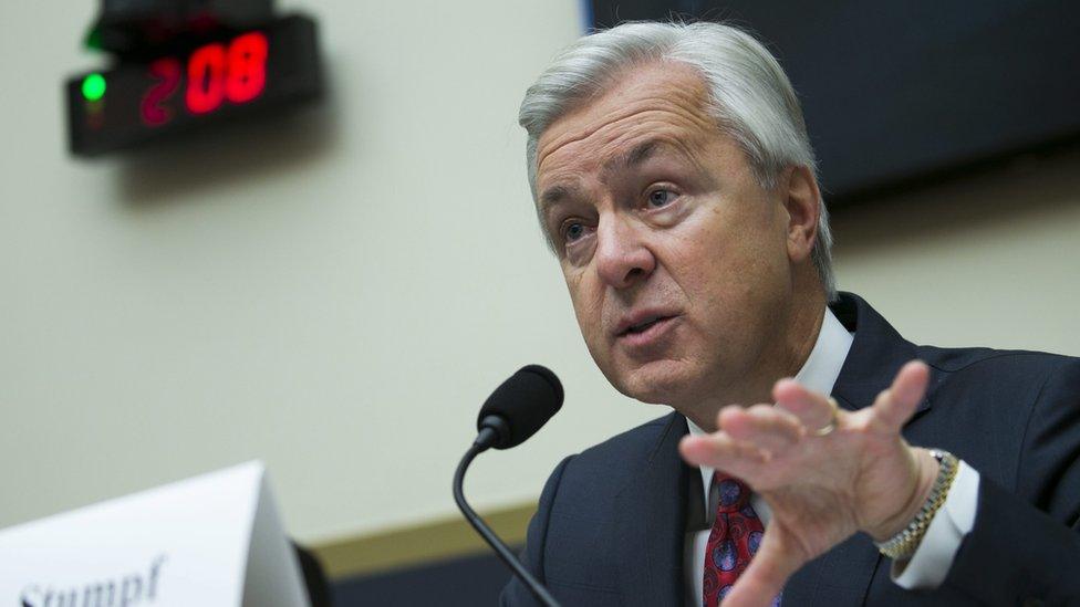 Chairman and CEO of the Wells Fargo and Company John Stumpf testifying before the House Financial Services Committee hearing on "Holding Wall Street Accountable: Investigating Wells Fargo"s Opening of Unauthorized Customer Accounts." Capitol Hill in Washington, DC, USA, 29 September 2016.