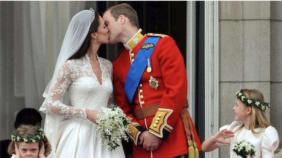 Prince William and Kate Middleton kiss