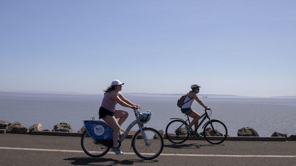 Cyclists in Cardiff