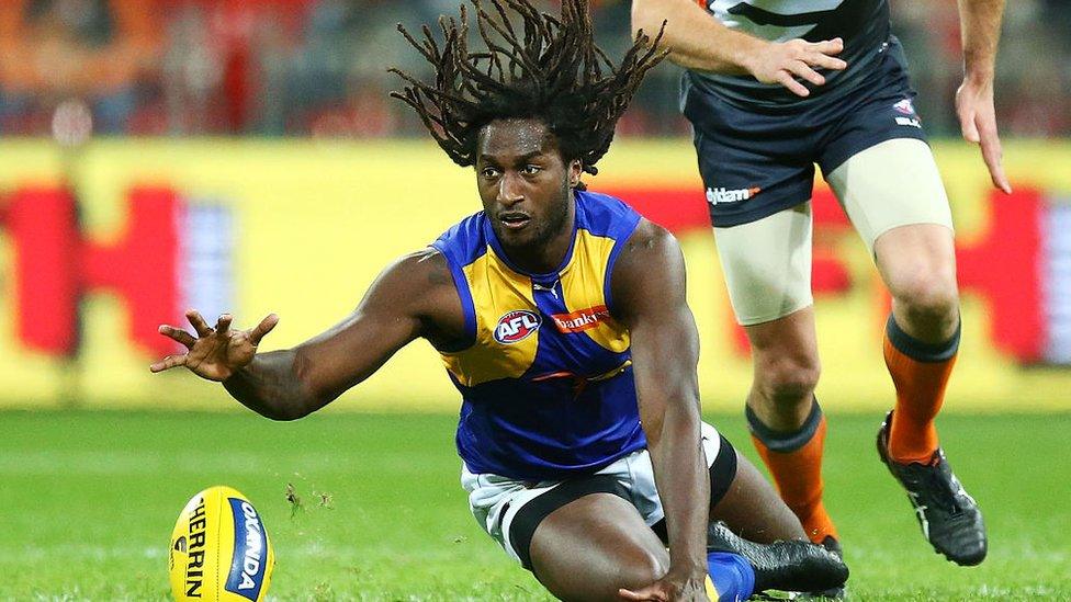 Nic Naitanui of the Eagles in action during the round 21 AFL match