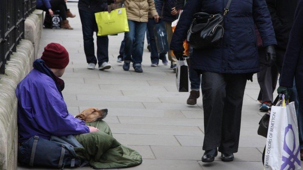 Homeless man in London