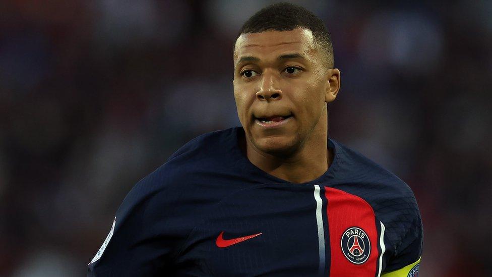 Kylian Mbappe playing for Paris Saint-Germain