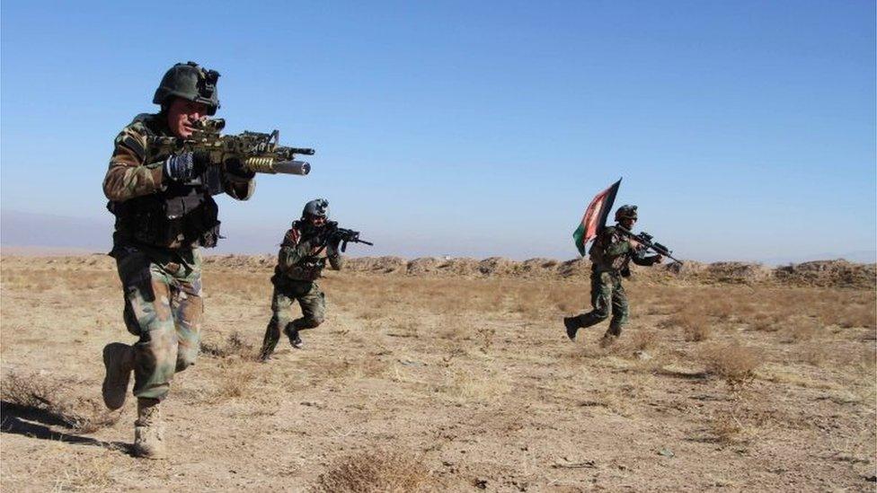 Afghan Army commandos during an exercise in Herat, Afghanistan, 03 February 2018.