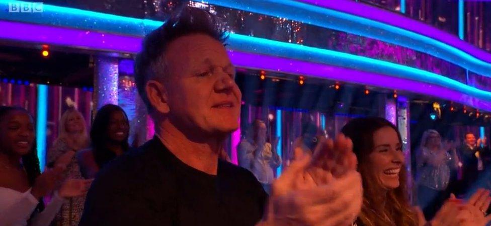 Gordon Ramsay in the audience of Strictly Come Dancing