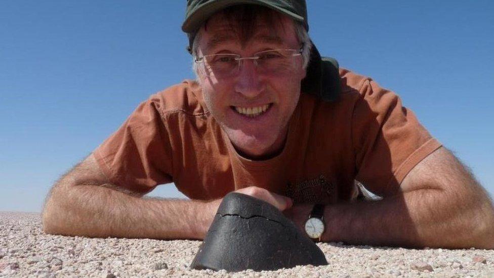 Graham Ensor with a piece of meteorite