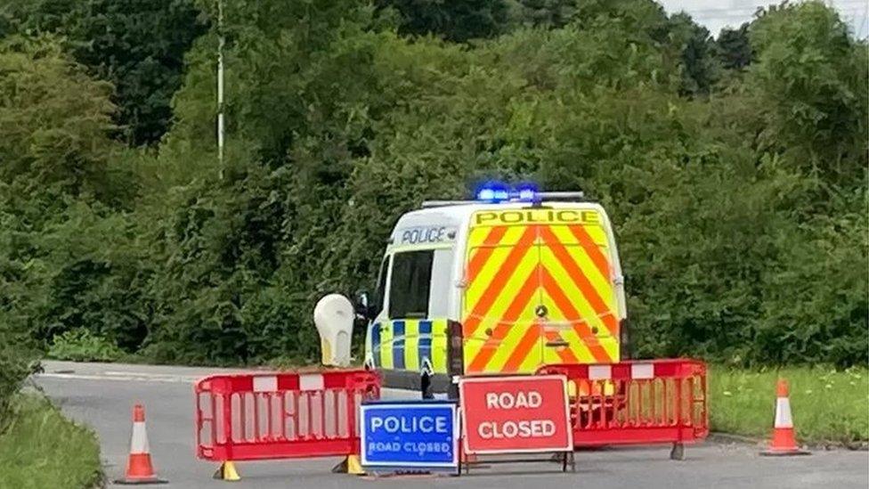 The road closed with an ambulance