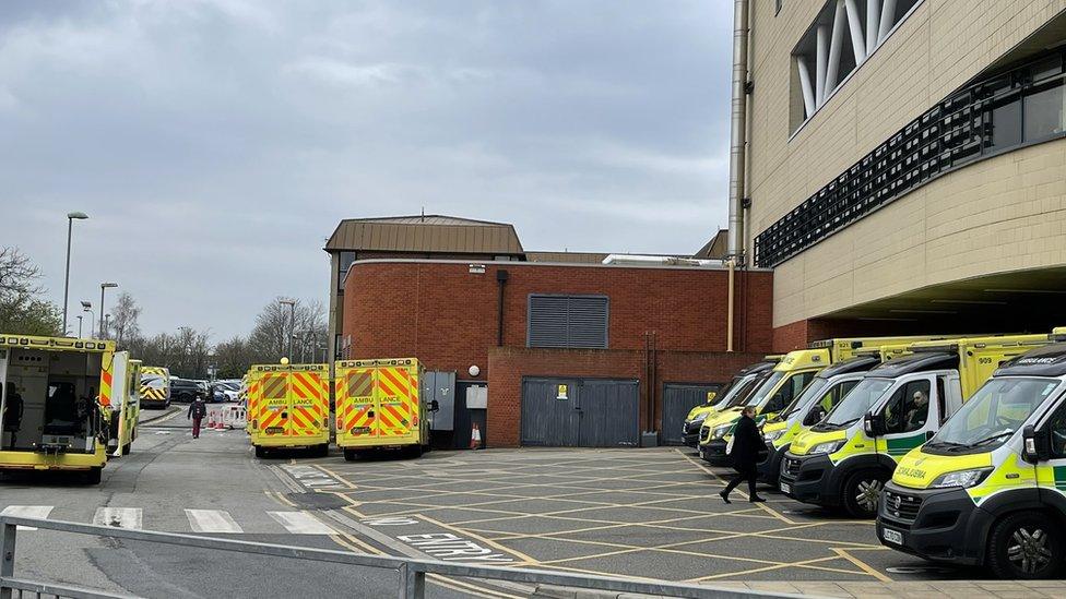 Ambulances queuing outside Ipswich Hospital