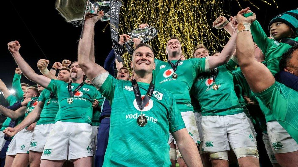 Ireland celebrate winning the Six Nations Grand Slam in 2023