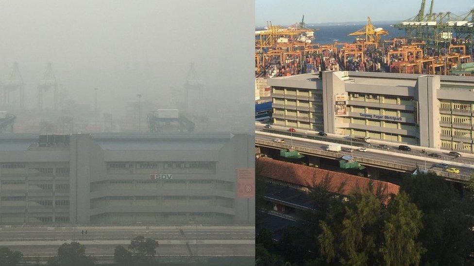 Singapore's port before and after haze