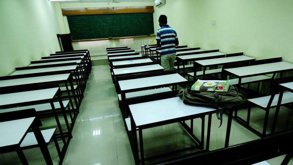 Classroom in a coaching hub, Kota, India