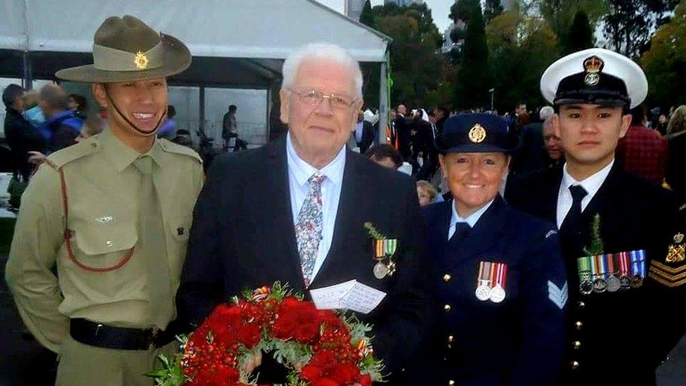 Gay ex-serviceman Max Campbell poses at 2015 Anzac celebrations