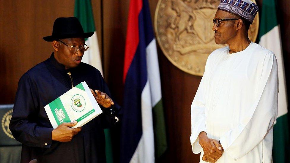 Goodluck Jonathan and Muhammadu Buhari