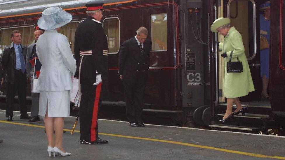 The Queen arriving in Preston in 2003