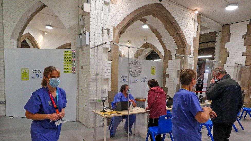 People at Blackburn Cathedral vaccination hub