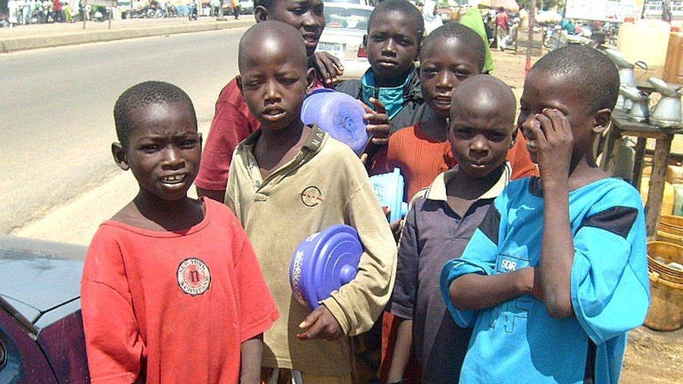 group of child beggars