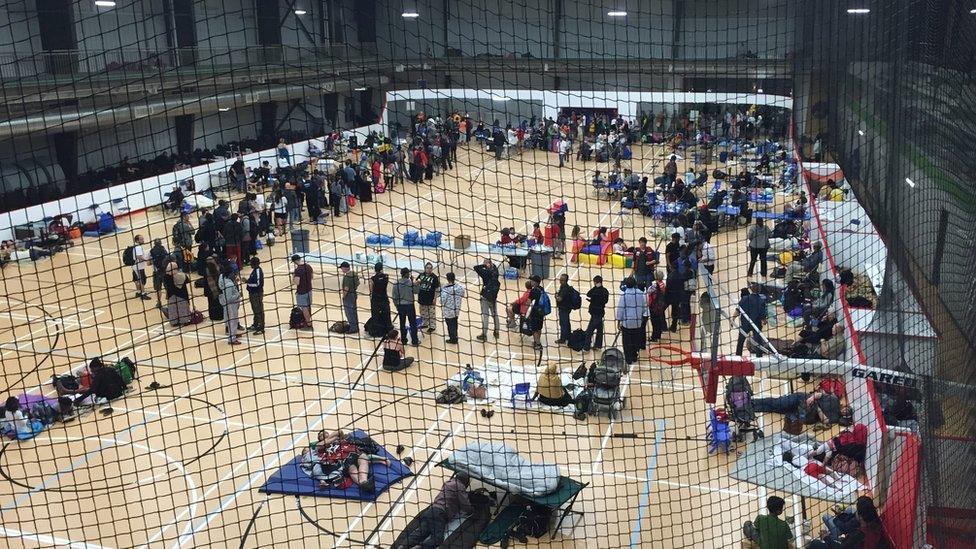 People talking shelter in Anzac Recreation Centre