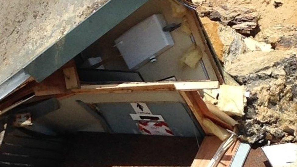 Toilets smashed in landslip