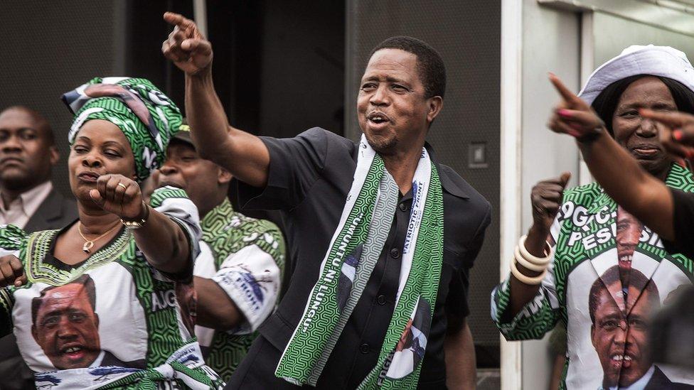 President Edgar Lungu on the campaign trail