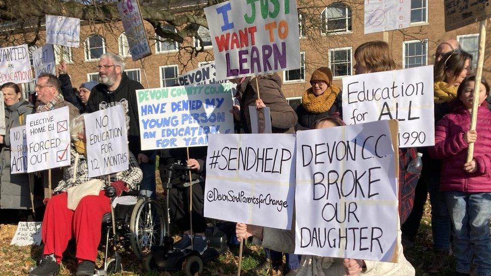 SEND protest at County Hall, Exeter