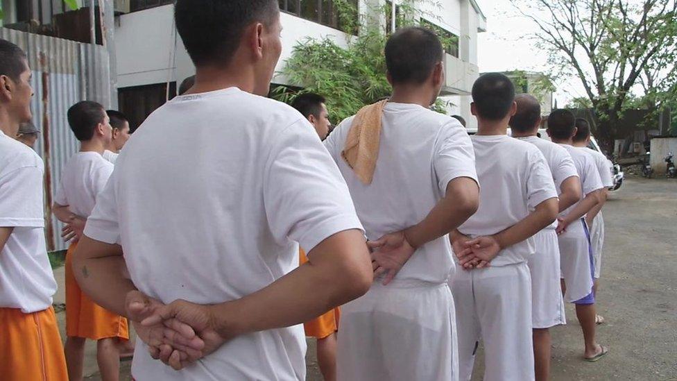 Men at the drug rehab centre in Manila