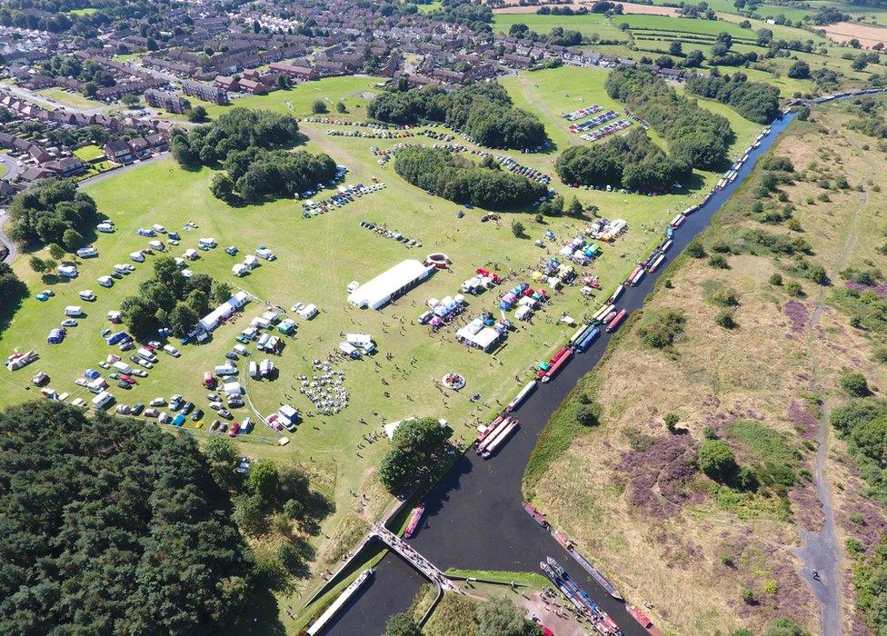 Aerial shot of the festival at Pelsall in 2016