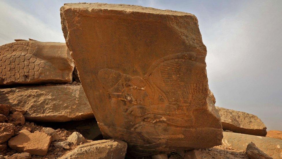 Smashed monument at Nimrud